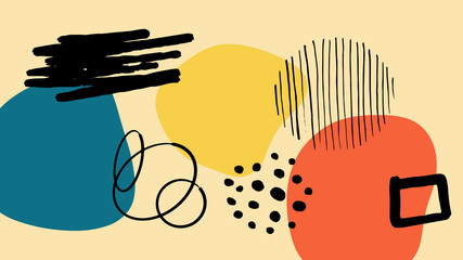 Elegant abstract trendy universal background templates. Minimalist aesthetic. Abstract background with hand drawn textures, memphis style