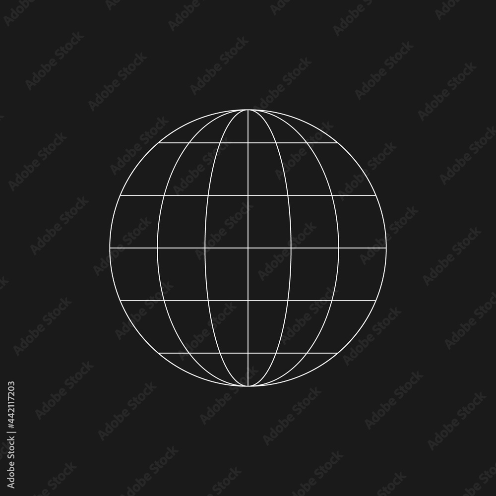Poster digital retro cyber planet design element. retrofuturistic shape. shape of planet in cyberpunk 80s s