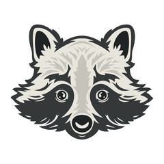 Raccoon head in hand drawn sketch color style isolated on white background. Modern graphic design element for label or poster. Vector art illustration.