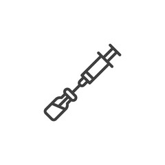 Syringe and vaccine vial line icon