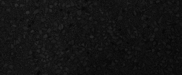 Panorama of Black polished sandstone wall texture and seamless background