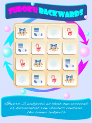 Obraz premium Sudoku BACKWARDS for kids with colorful holiday symbols