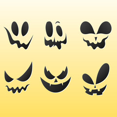 Ghost's face is a set on orange background , vector illustration EPS 10