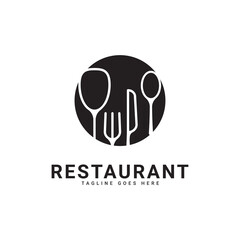 restaurant logo, there are elements of spoon, fork, knife, and wine