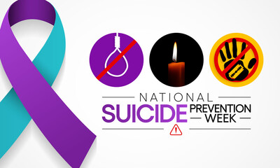 National Suicide prevention week is observed every year during September, in order to provide worldwide commitment and action to prevent suicides. Vector illustration