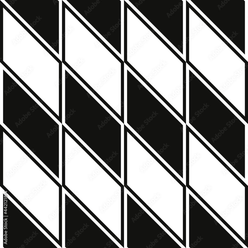 Poster Checkered and diagonal rectangles. Vector checkered flag. Seamless black and white squares.