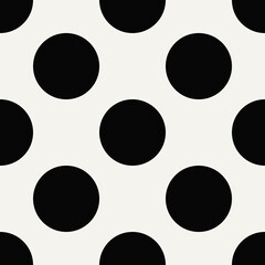 Large polka dots. Vector black dots wallpaper. Seamless circles.