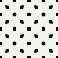 Thorny squares pattern. Vector polka dot squares and white background ornament.