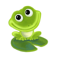 cartoon happy frog on white background illustration