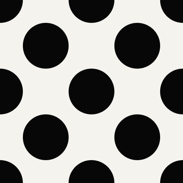 Large polka dots. Vector black dots wallpaper. Seamless circles.