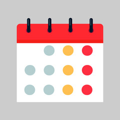 Vector flat daily calendar icon. Date and time, day, month. Holiday.