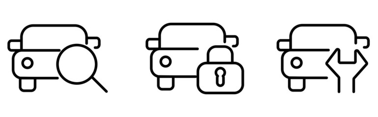 Auto service, car garage isolated icons set stock vector