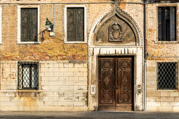 Traditional entrance to a building in Venice, Italy. 