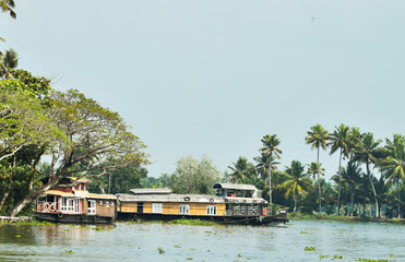 House boats on kerala backwaters
