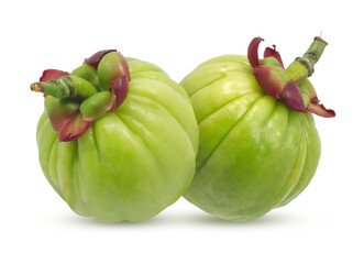 Garcinia atroviridis fruit isolated on white background