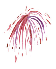 Colorful  fireworks isolated on white background, painted in watercolor.	