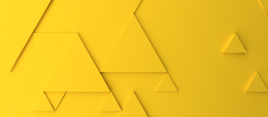 Abstract modern yellow triangle background using as header, 3d rendering