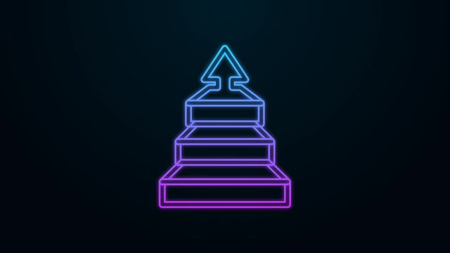 Glowing neon line Business pyramid chart infographics icon isolated on black background. Pyramidal stages graph elements. 4K Video motion graphic animation