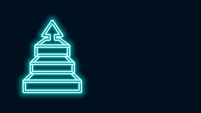 Glowing neon line Business pyramid chart infographics icon isolated on black background. Pyramidal stages graph elements. 4K Video motion graphic animation
