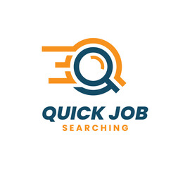 Quick Job Logo Template Design. Fast search logo. Logistic delivery vector illustration
