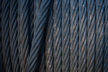 Steel cable close-up. Steel cable texture.