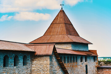 View of the old stone fortress with a watchtower