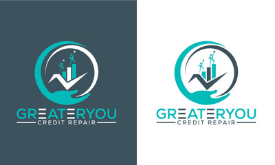 Fototapeta na wymiar Hand and Data Finance Vector, Fundraising Financial And Accounting Logo Design 