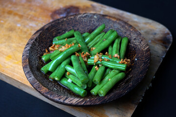 Stir fried green beans for healthy diet and vegetarian.