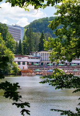 Landscape with Lake Ursu in Sovata resort - Romania