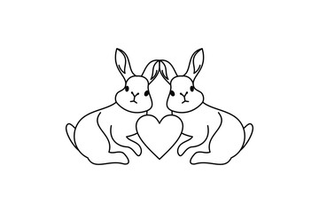 Rabbit love logo illustration design.