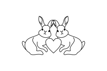 Rabbit love logo illustration design.