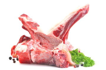 Lamb ribs on a white background