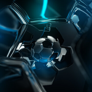 Abstract soccer ball / football illustration, concept
3d rendered image.
