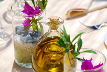 Extra virgin olive oil and olives