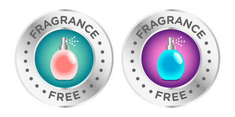 Fragrance free round badge vector design, perfume bottle