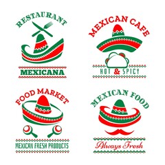 Isolated mexican restaurant logos