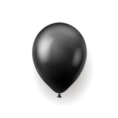 Black balloon. Round flying glossy decorative rubber helium toy with shadow, Birthday party gift or decor, celebration carnival, realistic 3d object. Vector isolated on white illustration