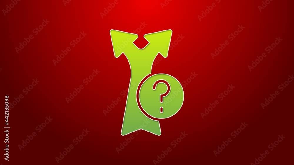 Poster green line arrow icon isolated on red background. direction arrowhead symbol. navigation pointer sig