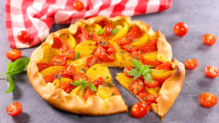 homemade tomato quiche with basil