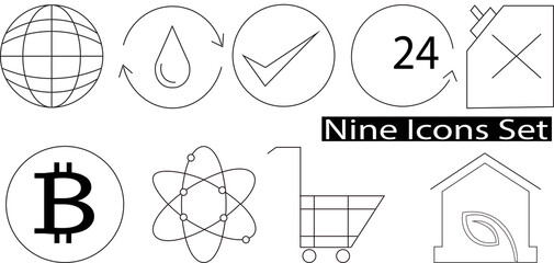 Set of a nine editable Industry Vectors symbols. Set of a nine editable icons.