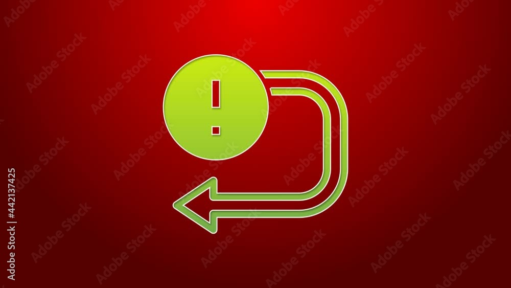 Poster green line arrow icon isolated on red background. direction arrowhead symbol. navigation pointer sig