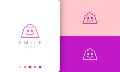 shopping bag smile logo in simple and modern style