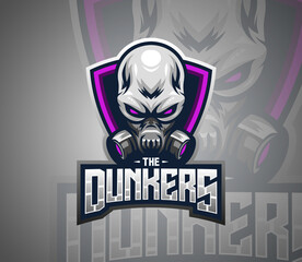 Vector illustration of Skull head with a serious expression mask.