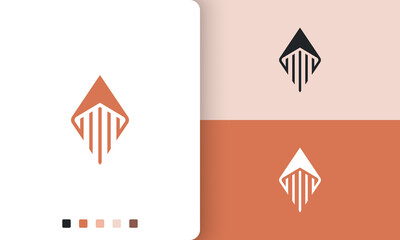 rocket or compass logo in simple and modern shape