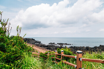 Fototapeta na wymiar Jongdal-ri beach trail in Jeju Island, Korea
