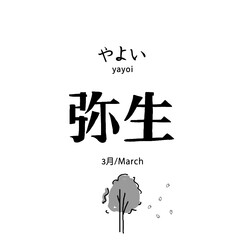 Japanese calendar illustration. Hand drawn sketch. Japanese culture and lifestyle. Vector illustration of Japanese month March icon. Graphic design elements. Isolated objects.