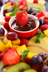 chocolate fondue with fresh fruits