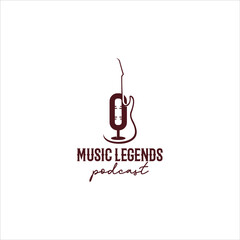 Music Logo Design Guitar Silhouette Vector Graphic Idea