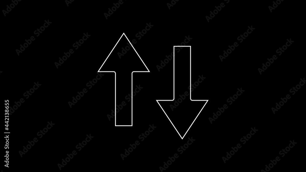 Poster white line arrow icon isolated on black background. direction arrowhead symbol. navigation pointer s