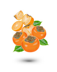  persimmon fruit on white background
